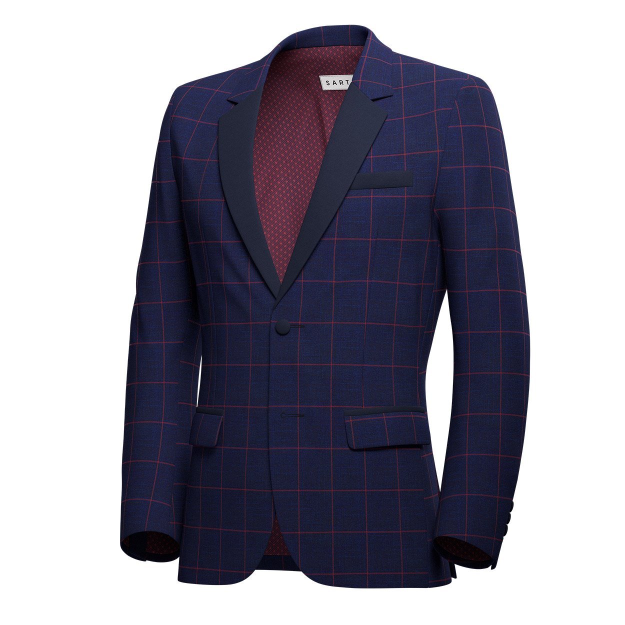 Astor Indigo Blue Windowpane Tuxedo - SARTORO