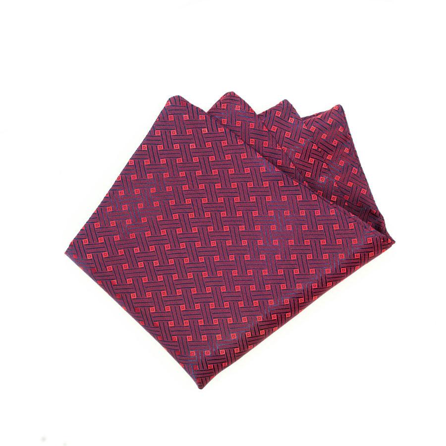 Basketweave Pocket Square - Blue & Red - SARTORO