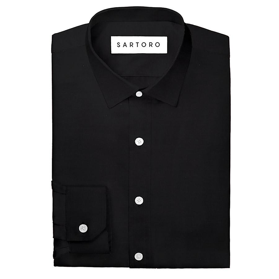 Black Egyptian Cotton Broadcloth Shirt - SARTORO