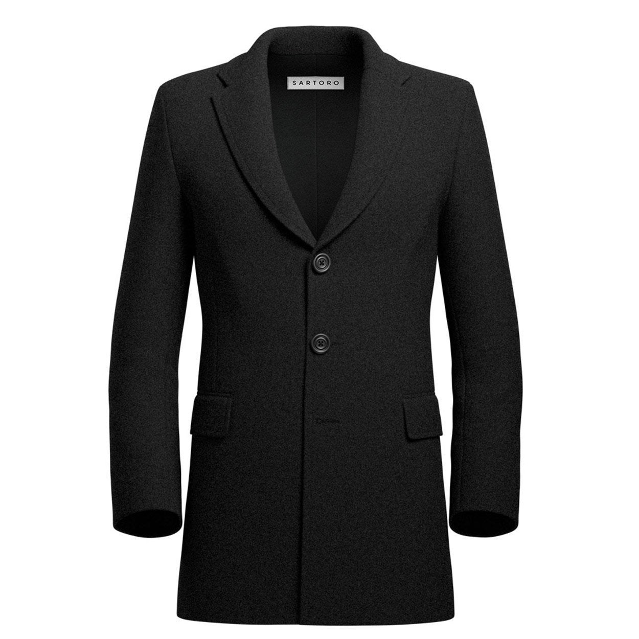 Black Wool Coat - SARTORO