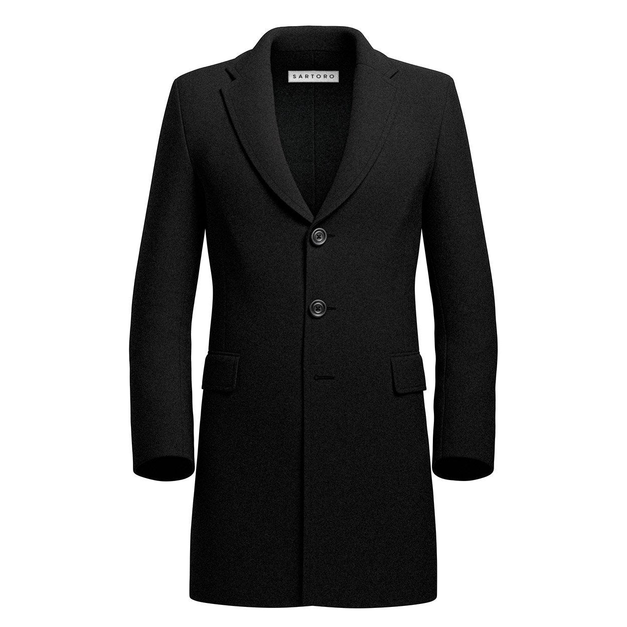 Black Wool Coat - SARTORO