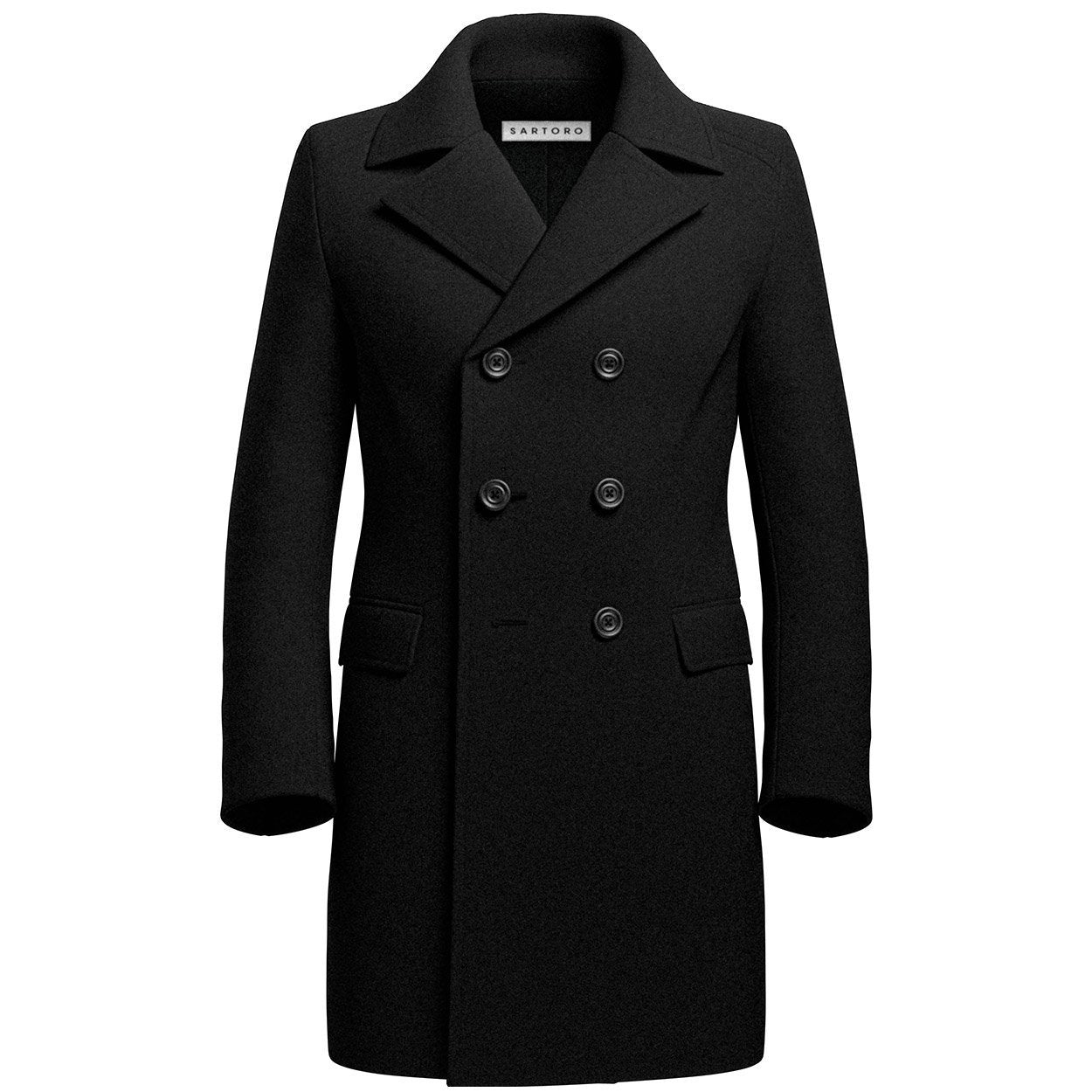 Black Wool Peacoat - SARTORO
