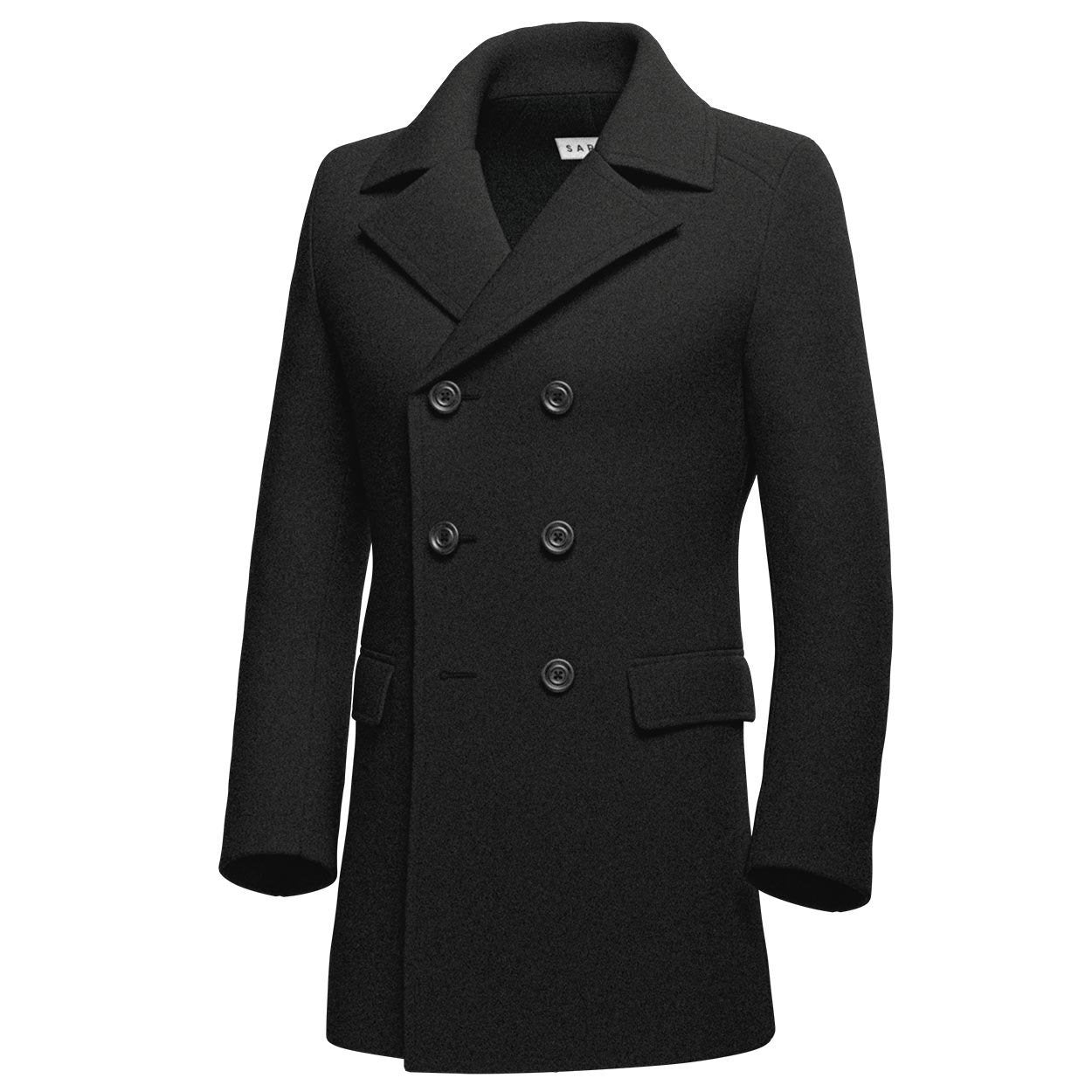 Black Wool Peacoat - SARTORO