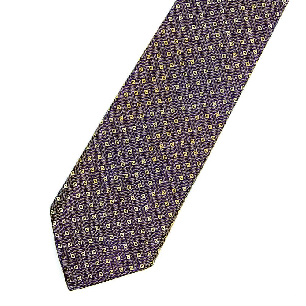 Blue & Gold Basketweave Tie - SARTORO