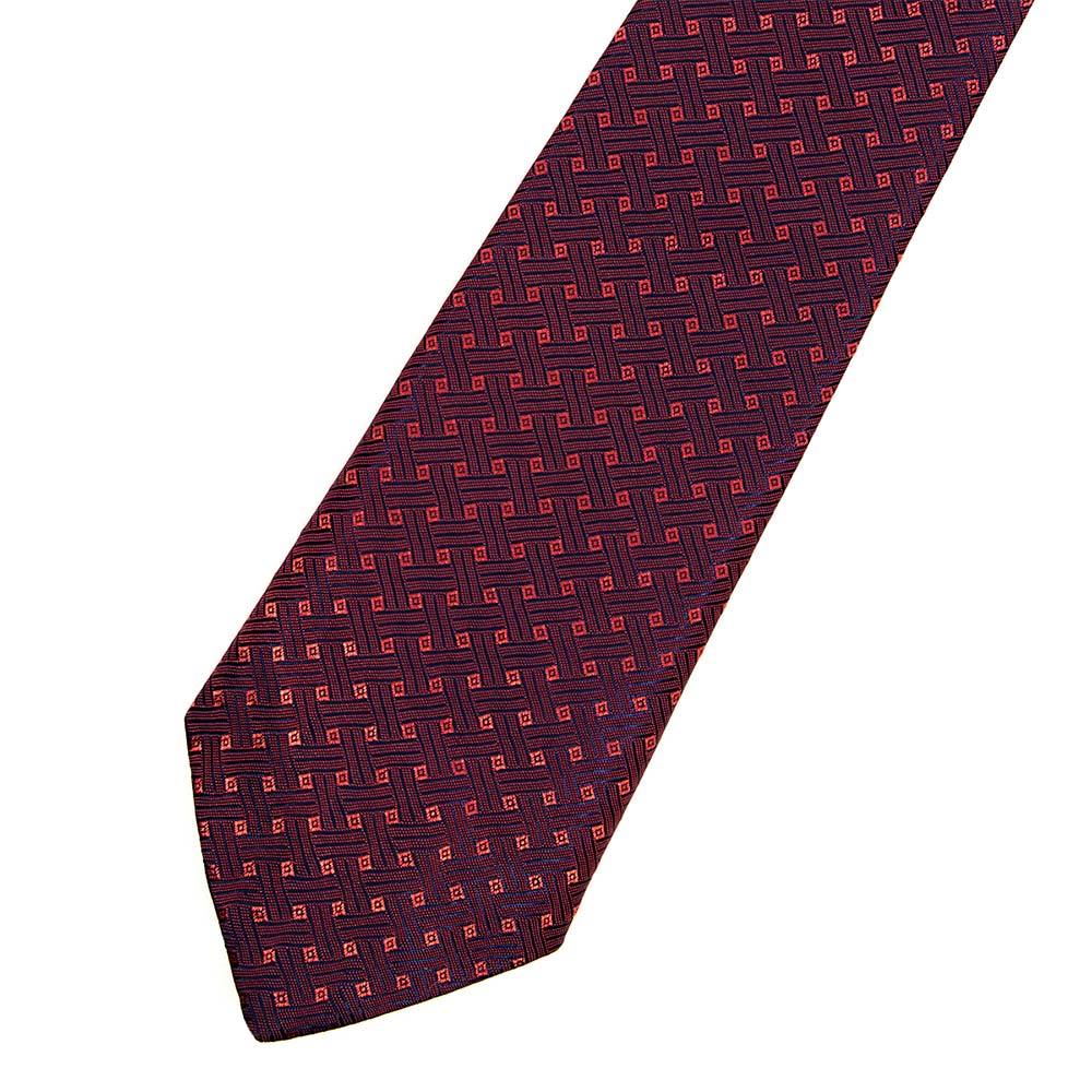 Blue & Red Basketweave Tie - SARTORO