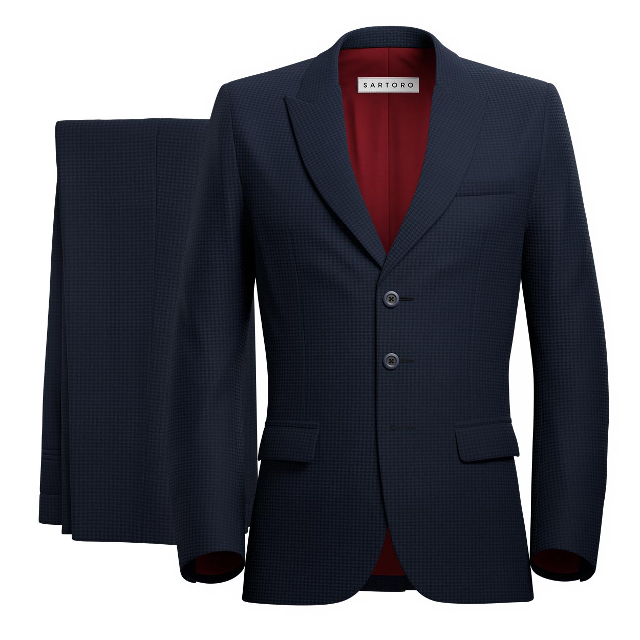 Broadway Navy Microcheck Suit - SARTORO