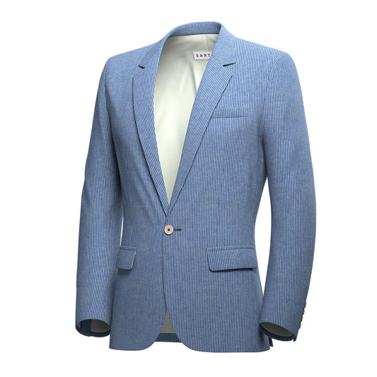 Astor Azure Striped Linen Jacket - SARTORO