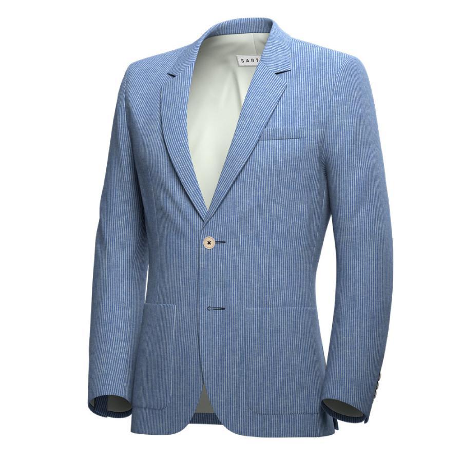 Astor Azure Striped Linen Jacket - SARTORO