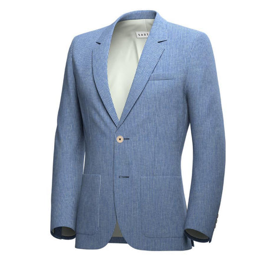 Astor Azure Striped Linen Jacket - SARTORO