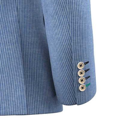 Astor Azure Striped Linen Jacket - SARTORO