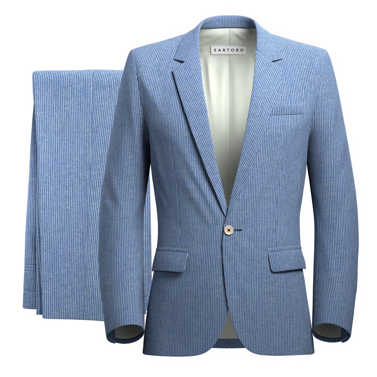 Astor Azure Striped Linen Suit - SARTORO