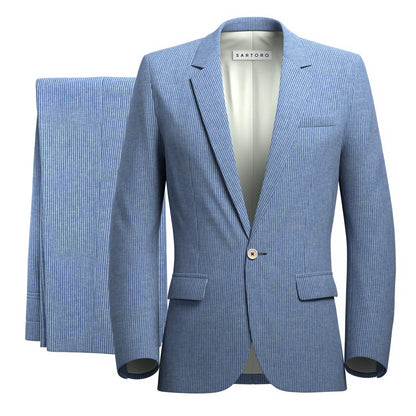 Astor Azure Striped Linen Suit - SARTORO