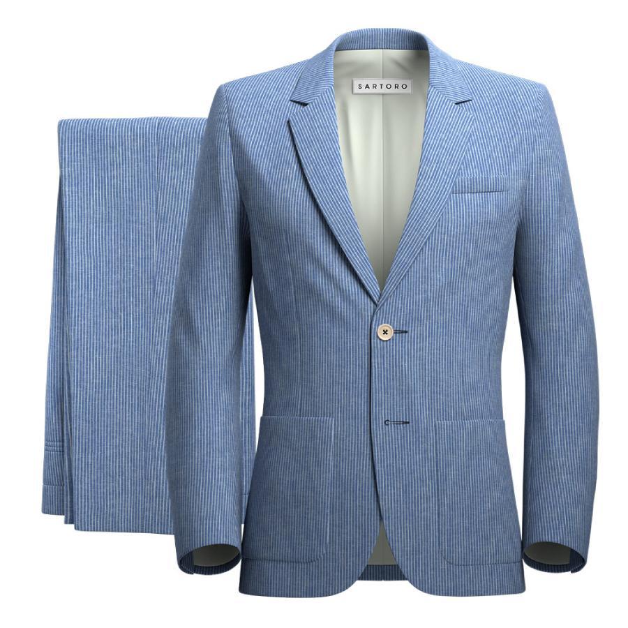Astor Azure Striped Linen Suit - SARTORO