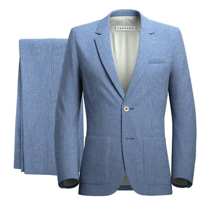 Astor Azure Striped Linen Suit - SARTORO