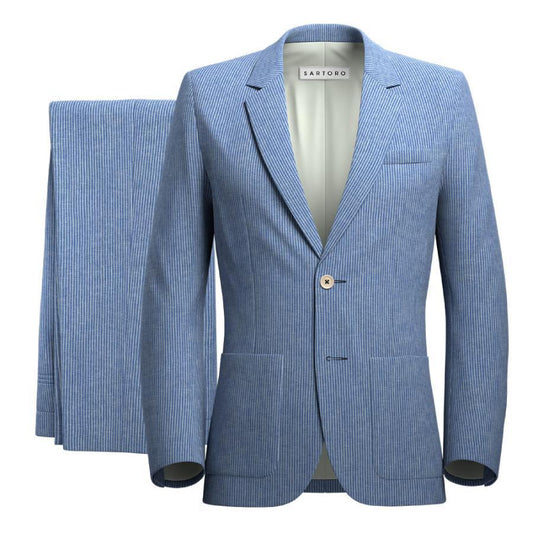 Astor Azure Striped Linen Suit - SARTORO