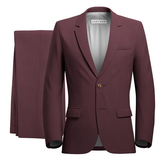 Astor Burgundy Twill Suit - SARTORO