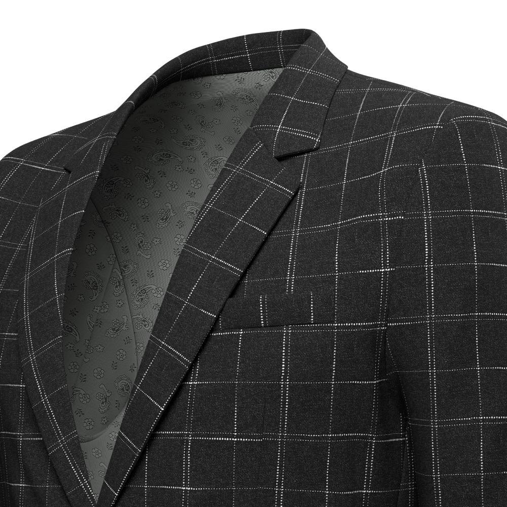 Astor Charcoal Flannel Windowpane Jacket - SARTORO