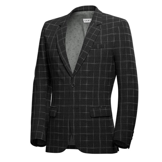 Astor Charcoal Flannel Windowpane Jacket - SARTORO