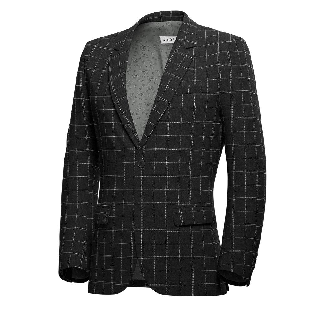 Astor Charcoal Flannel Windowpane Suit - SARTORO