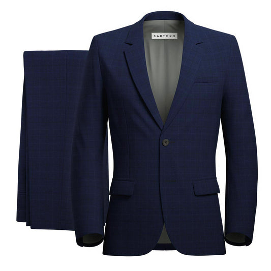 Astor Deep Blue Check Suit - SARTORO