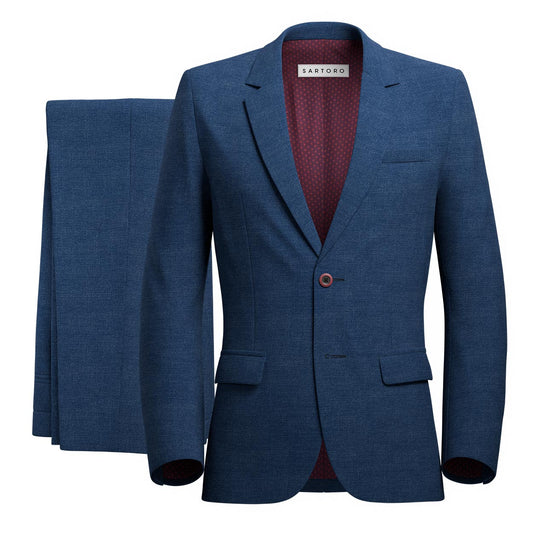 Astor Deep Blue Crosshatch Suit - SARTORO