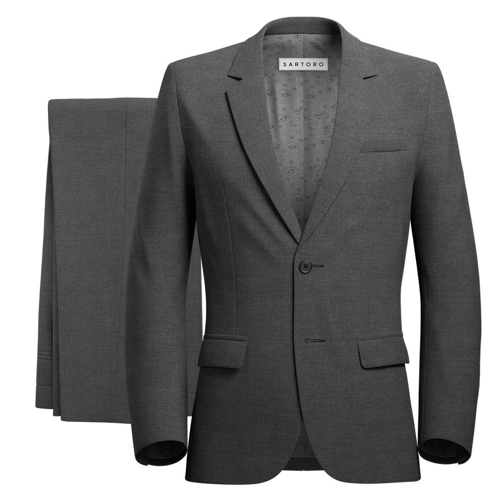 Astor Grey Charcoal Crosshatch Suit - SARTORO