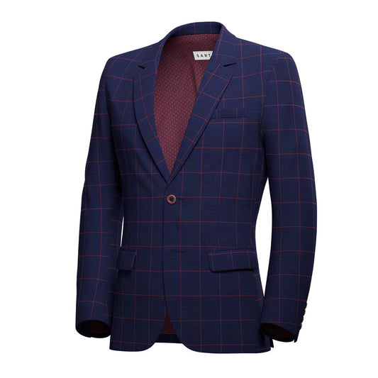Astor Indigo Blue Windowpane Jacket - SARTORO