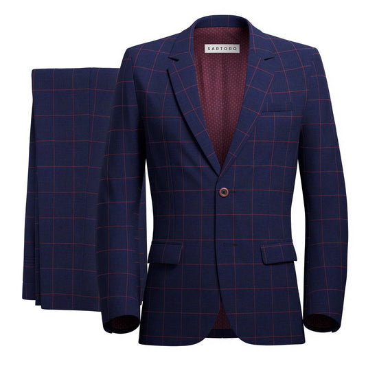 Astor Indigo Blue Windowpane Suit - SARTORO