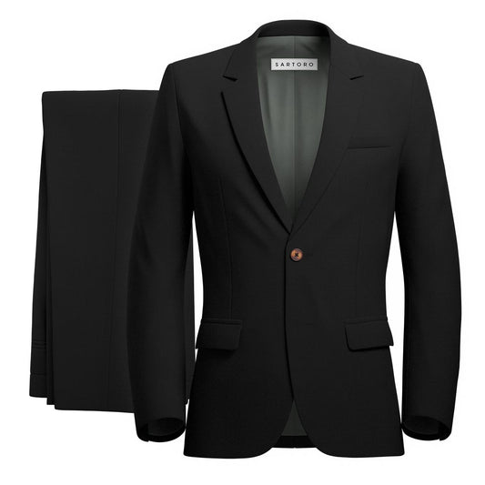 Astor Jet Black Twill Suit - SARTORO