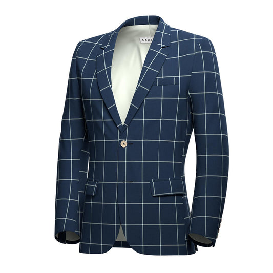 Astor Oxford Blue Windowpane Jacket - SARTORO