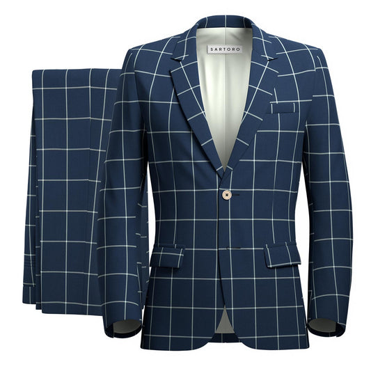 Astor Oxford Blue Windowpane Suit - SARTORO