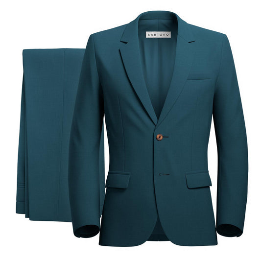 Astor Prussian Teal Twill Suit - SARTORO
