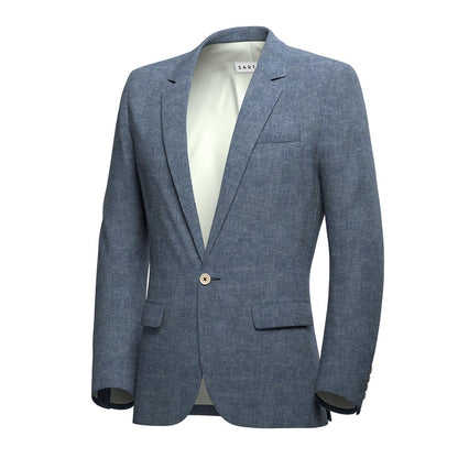 Astor Steel Blue Linen Jacket - SARTORO