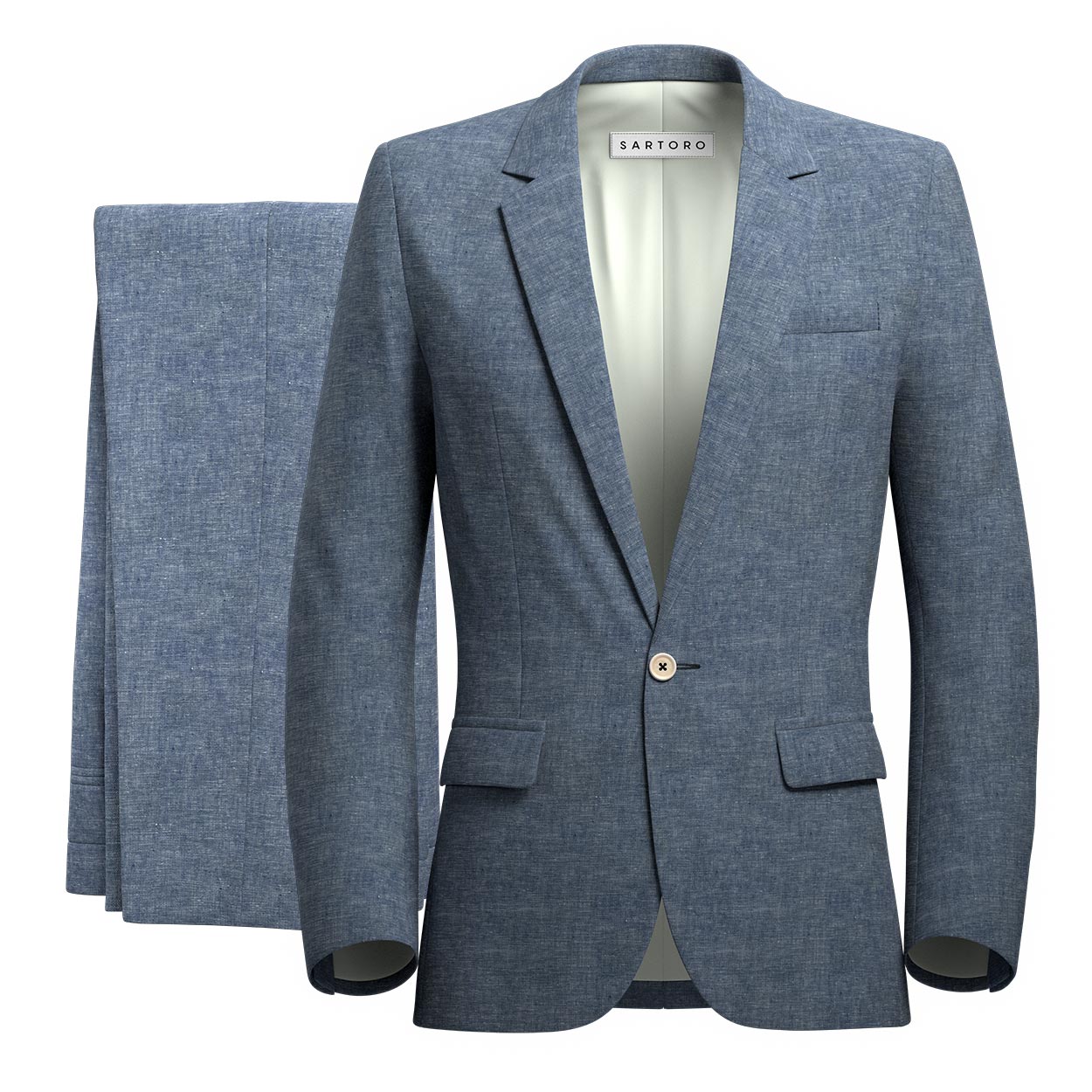 Astor Steel Blue Linen Suit - SARTORO