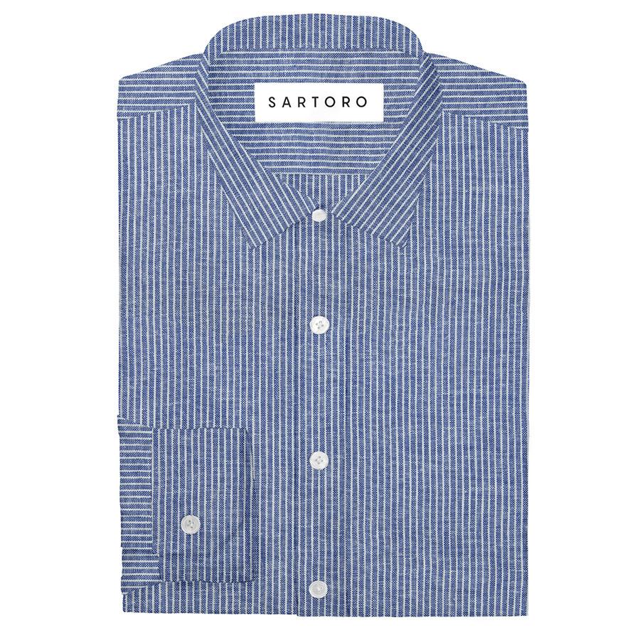 Azure Striped Linen Shirt - SARTORO