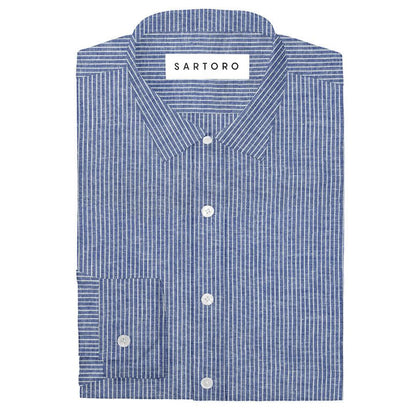 Azure Striped Linen Shirt - SARTORO