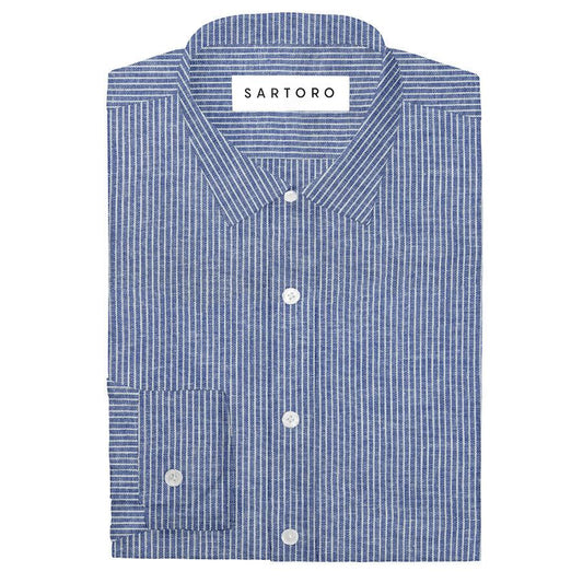 Azure Striped Linen Shirt - SARTORO
