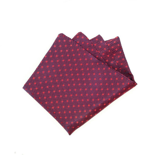 Basketweave Pocket Square - Blue & Red - SARTORO
