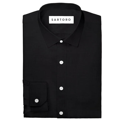 Black Egyptian Cotton Broadcloth Shirt - SARTORO