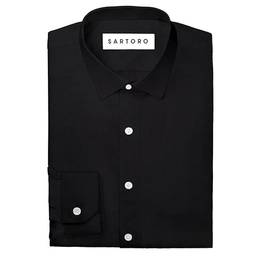 Black Egyptian Cotton Broadcloth Shirt - SARTORO