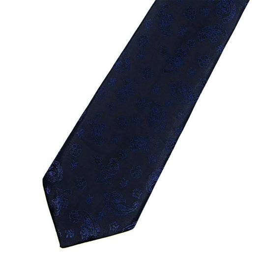 Black & Navy Paisley Floral Tie - SARTORO