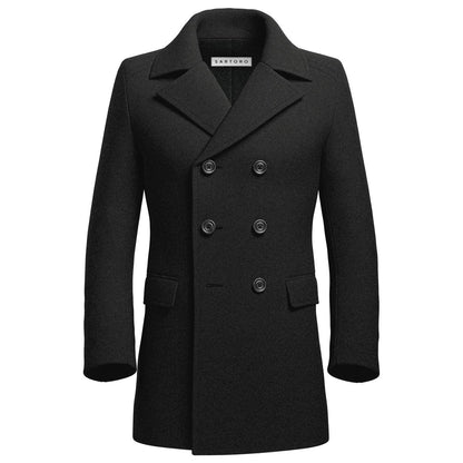 Black Wool Peacoat - SARTORO