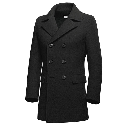 Black Wool Peacoat - SARTORO