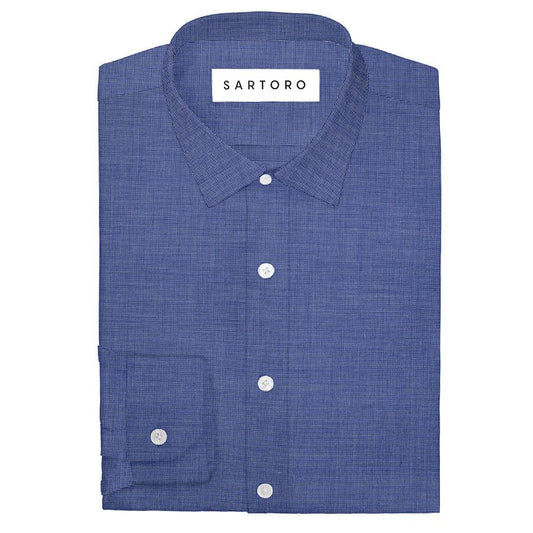 Blue Egyptian Cotton Broadcloth Shirt - SARTORO