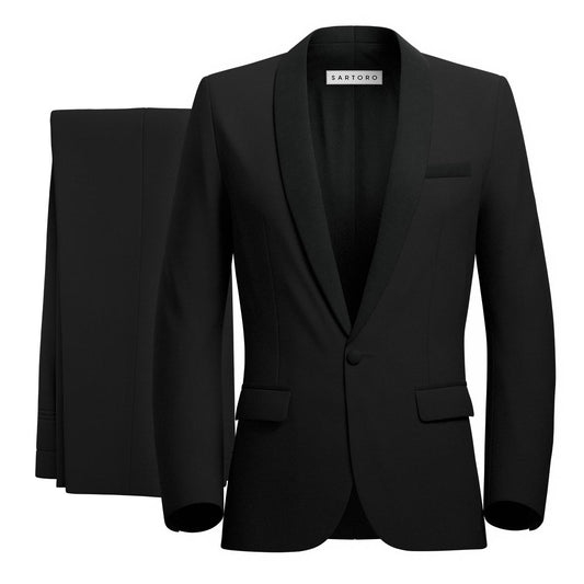 Bond Jet Black Twill Tuxedo - SARTORO