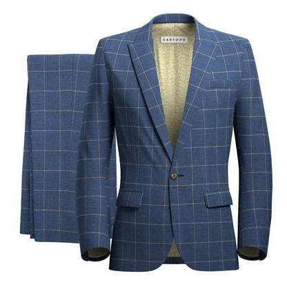 Bowery Lapis Blue Windowpane Suit - SARTORO