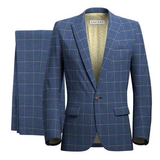 Bowery Lapis Blue Windowpane Suit - SARTORO