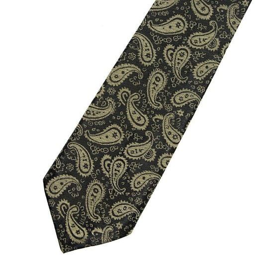 Bronze & Dark Grey Paisley Floral Tie - SARTORO