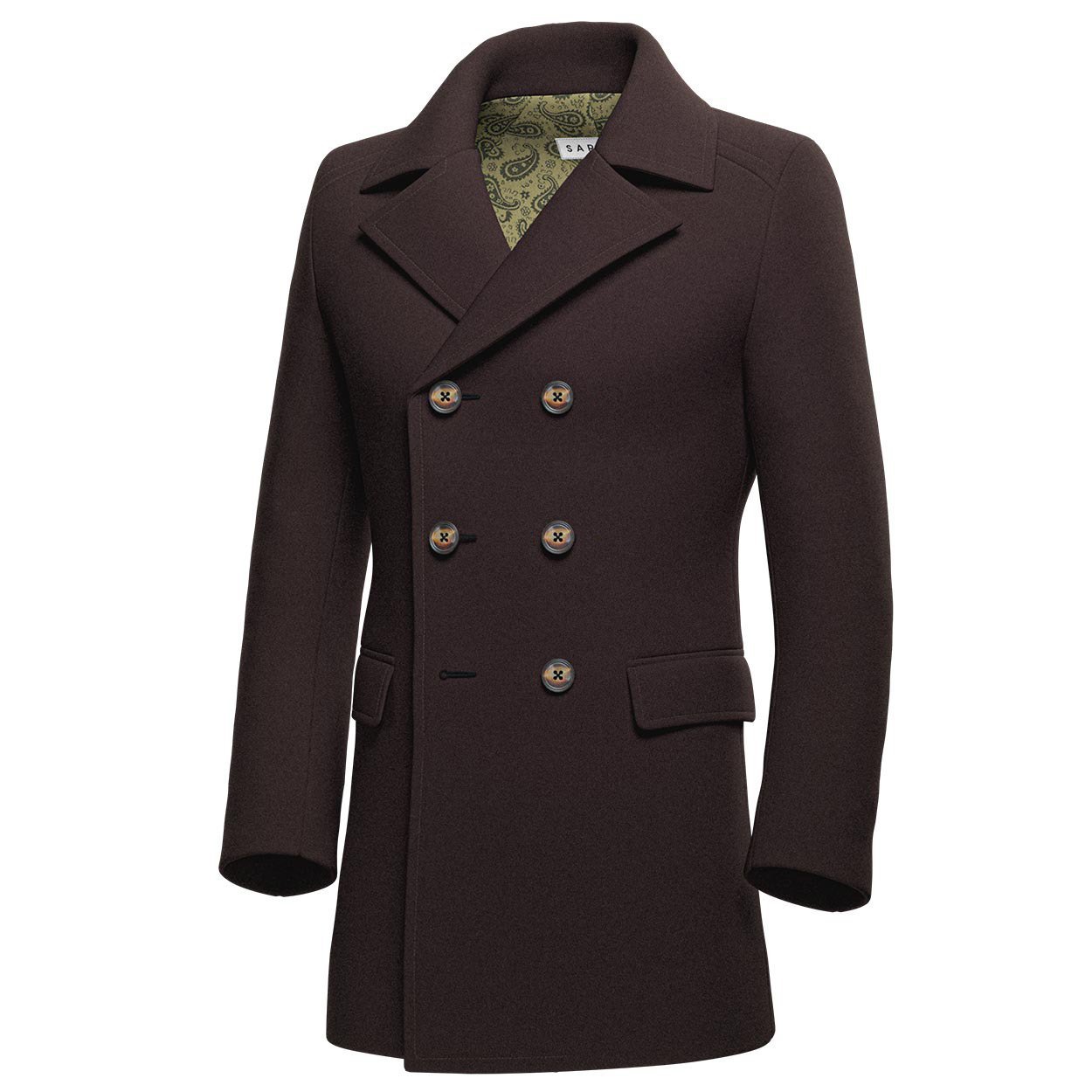Brown Wool Peacoat - SARTORO