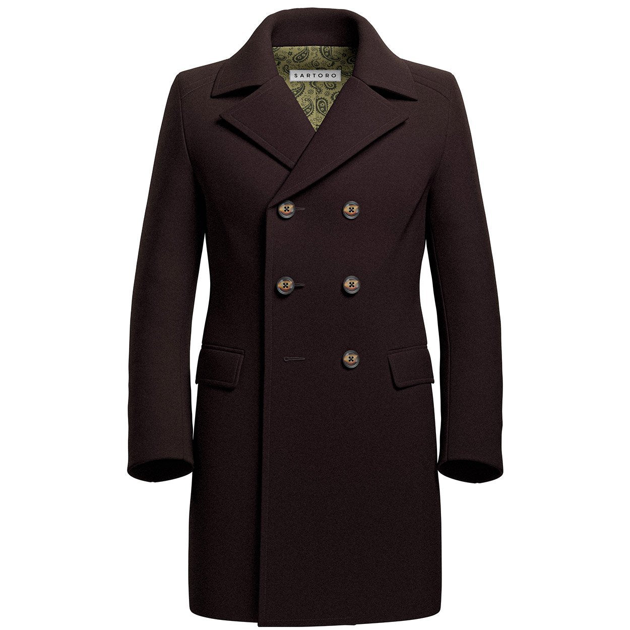 Brown Wool Peacoat - SARTORO